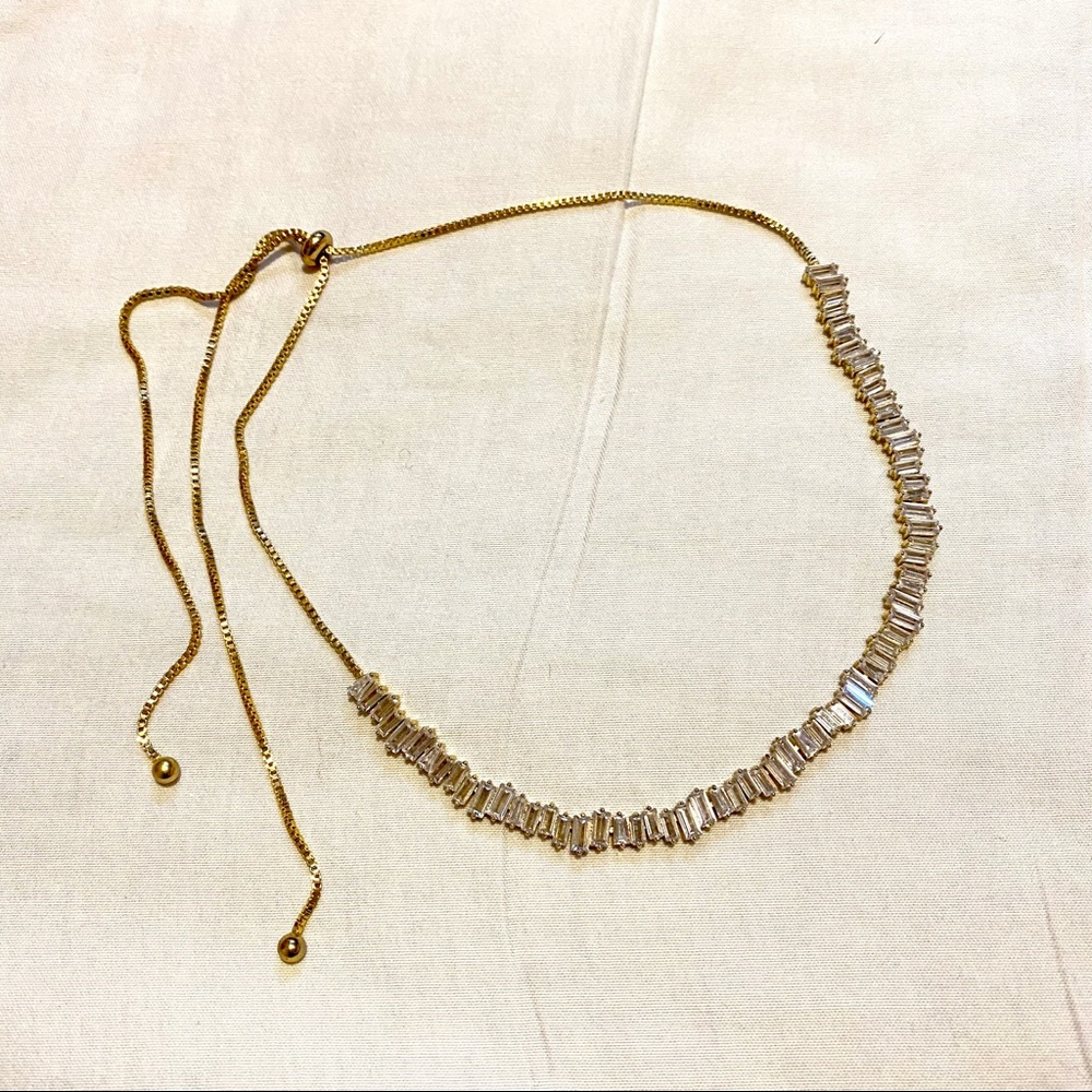 Gold Gemstone Cluster Adjustable Necklace